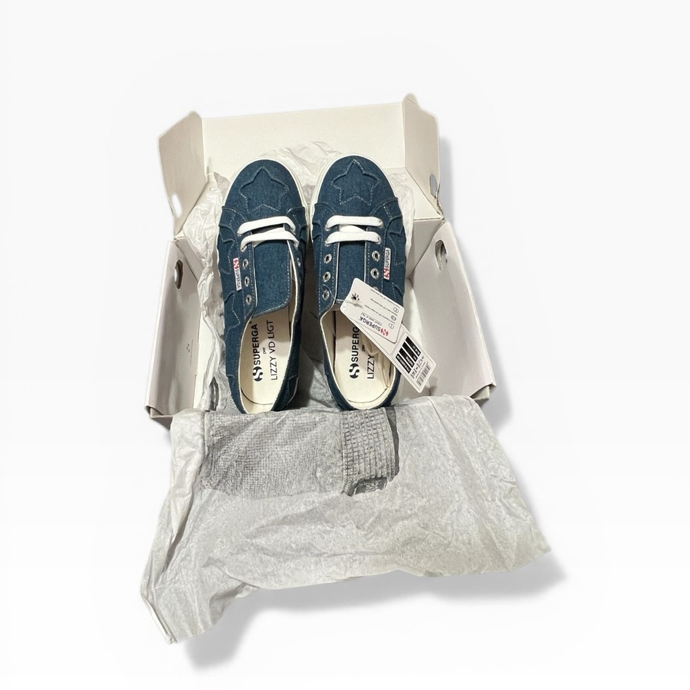 Superga Lizzy VD Ligt Platform Sneakers Womens US 7.5 Denim Patchwork NIB - Picture 3 of 10